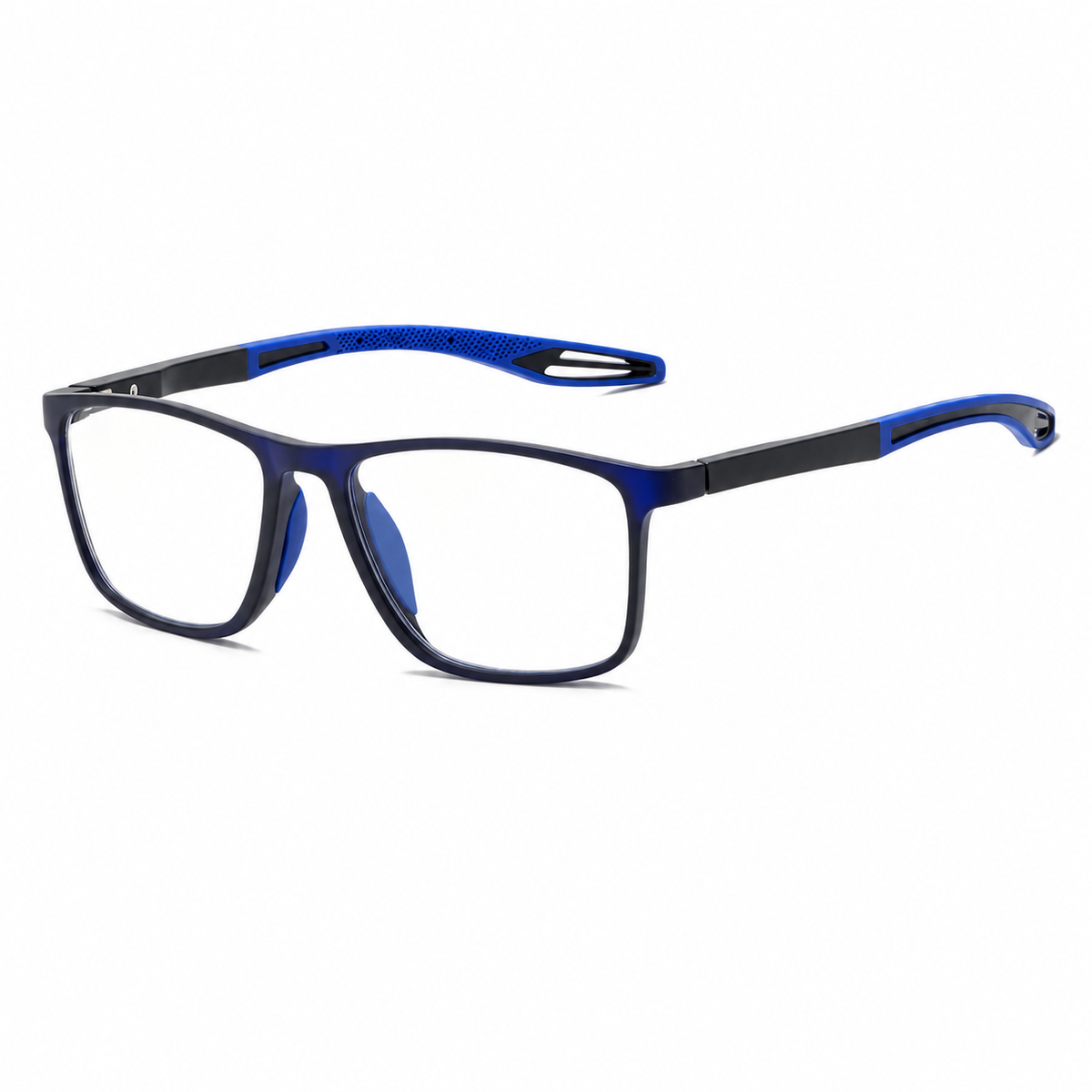 Blaue VisionSync-Fassung mit klaren Gläsern ohne Markierungen